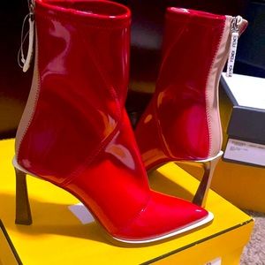 Red with a hint of pink Authentic high heeled boots size 39.5